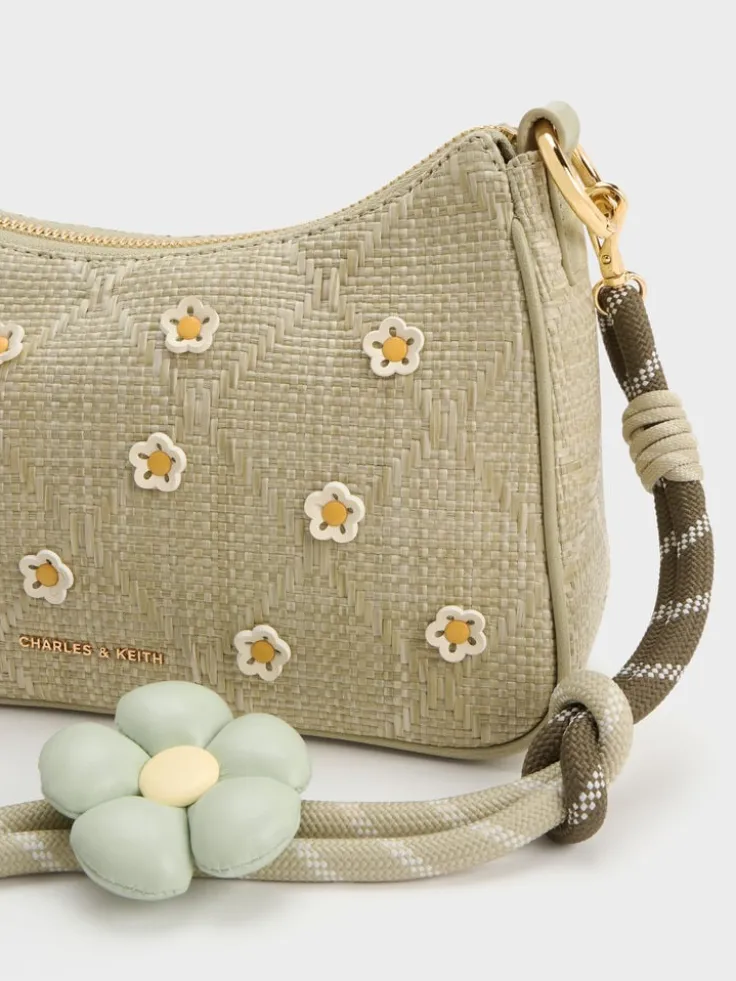 Philomena Raffia Flower Crossbody Bag