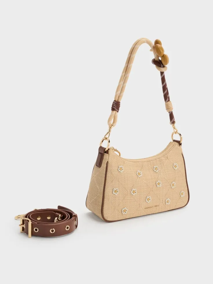 Philomena Raffia Flower Crossbody Bag