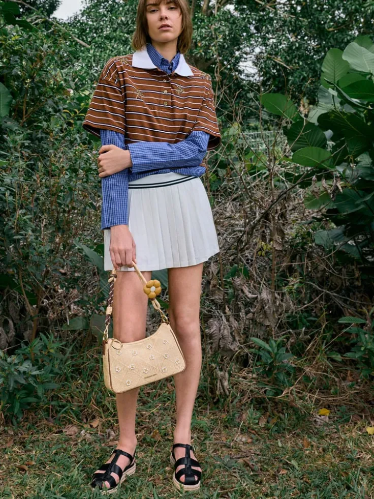 Philomena Raffia Flower Crossbody Bag
