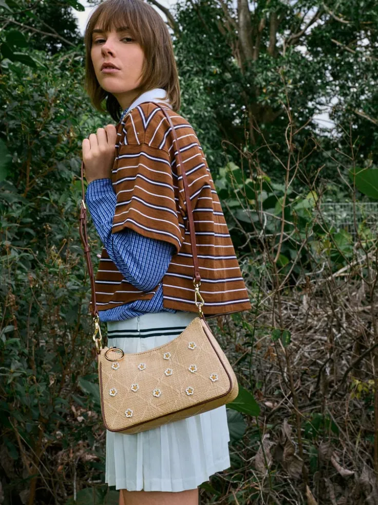 Philomena Raffia Flower Crossbody Bag