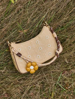 Philomena Raffia Flower Crossbody Bag