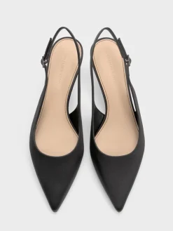 Pointed Crystal-Heel Slingback Pumps