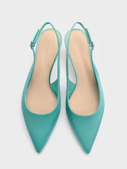 Pointed Crystal-Heel Slingback Pumps