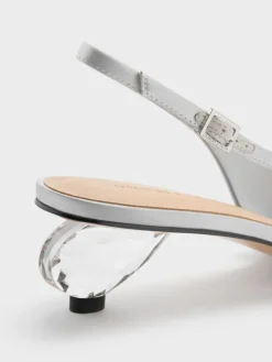 Pointed Crystal-Heel Slingback Pumps