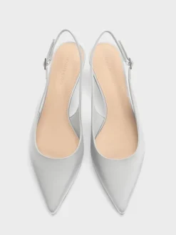 Pointed Crystal-Heel Slingback Pumps
