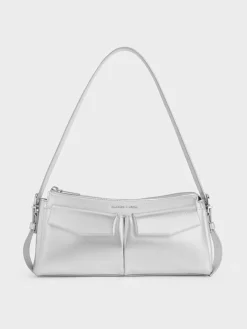 Rachel Metallic Front-Pocket Chain Shoulder Bag