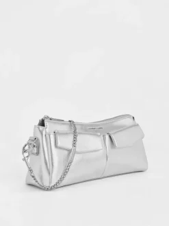 Rachel Metallic Front-Pocket Chain Shoulder Bag