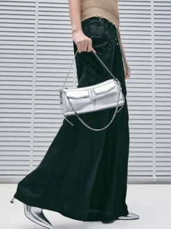 Rachel Metallic Front-Pocket Chain Shoulder Bag