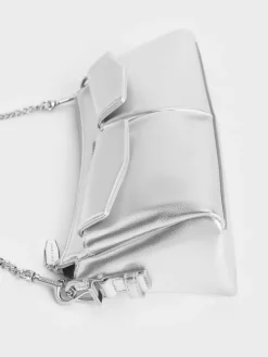 Rachel Metallic Front-Pocket Chain Shoulder Bag