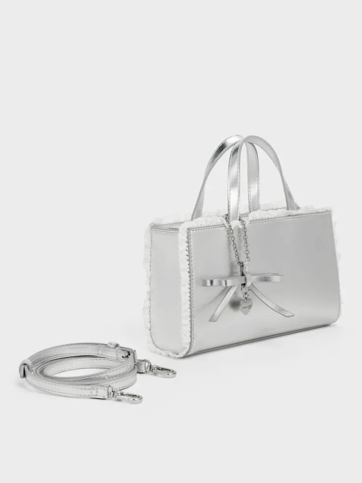 Raina Metallic Lace-Trim Tote Bag
