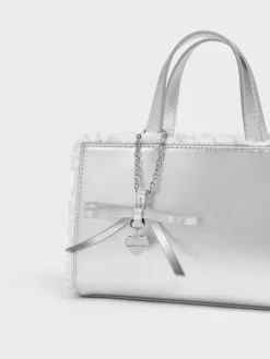 Raina Metallic Lace-Trim Tote Bag
