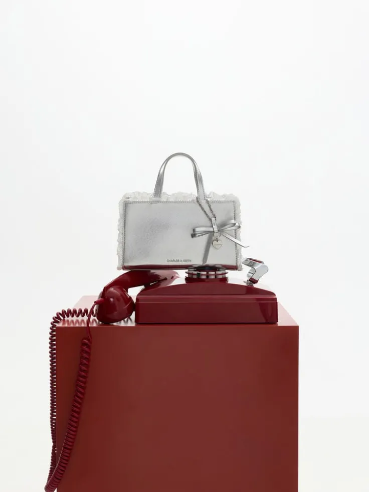 Raina Metallic Lace-Trim Tote Bag
