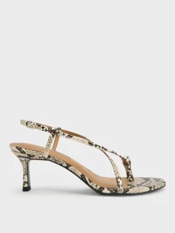 Raina Snake-Print Toe-Ring Heeled Sandals