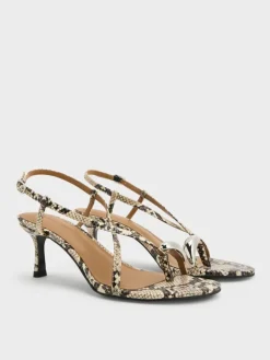Raina Snake-Print Toe-Ring Heeled Sandals
