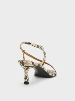 Raina Snake-Print Toe-Ring Heeled Sandals