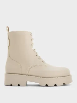 Ridged-Sole Lace-Up Combat Boots