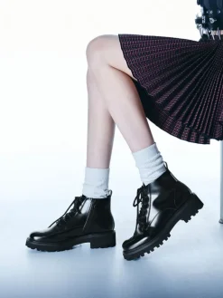 Ridged-Sole Side-Zip Combat Boots