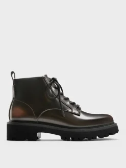 Ridged-Sole Side-Zip Combat Boots