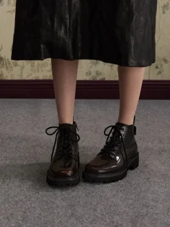Ridged-Sole Side-Zip Combat Boots