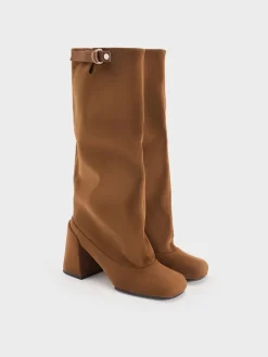 Robbie Faux Suede Heeled Knee-High Boots