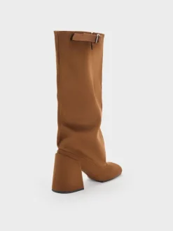 Robbie Faux Suede Heeled Knee-High Boots