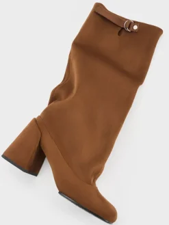 Robbie Faux Suede Heeled Knee-High Boots