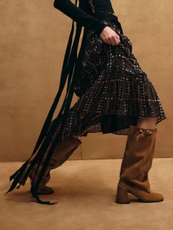 Robbie Faux Suede Heeled Knee-High Boots
