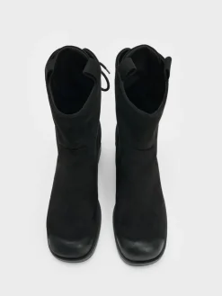 Rosamond Faux Suede Back-Lace Calf Boots