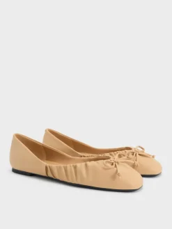 Ruched Bow Ballet Flats