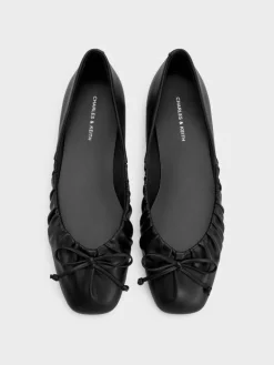 Ruched Bow Ballet Flats