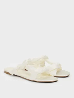 Ruched-Strap Slide Sandals