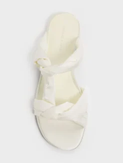 Ruched-Strap Slide Sandals