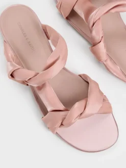 Ruched-Strap Slide Sandals