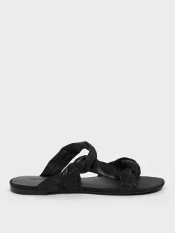 Ruched-Strap Slide Sandals