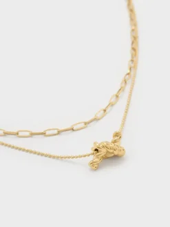 Sable Rope-Knot Double-Chain Necklace