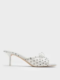 Sadira Satin Polka-Dot Heeled Mules