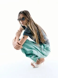 Sadira Satin Polka-Dot Heeled Mules
