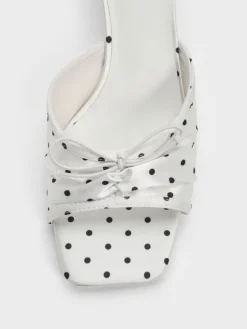Sadira Satin Polka-Dot Heeled Mules