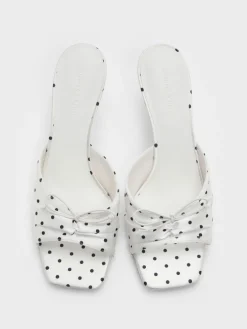 Sadira Satin Polka-Dot Heeled Mules