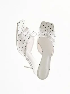 Sadira Satin Polka-Dot Heeled Mules