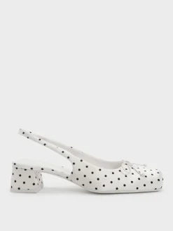 Sadira Satin Polka-Dot Slingback Pumps