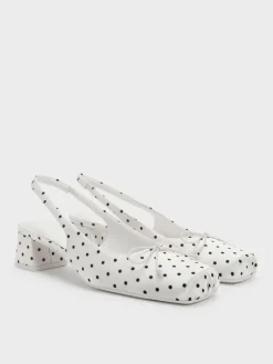 Sadira Satin Polka-Dot Slingback Pumps