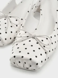 Sadira Satin Polka-Dot Slingback Pumps