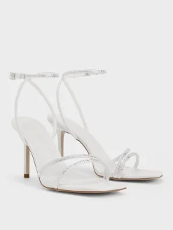 Satin Crystal Stiletto Sandals