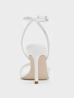 Satin Crystal Stiletto Sandals