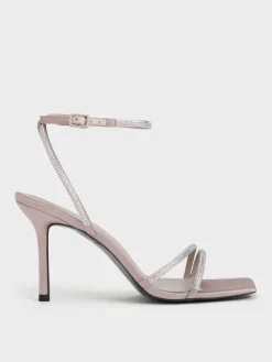 Satin Crystal Stiletto Sandals