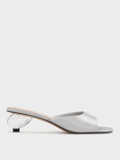 Satin Crystal-Heel Mules