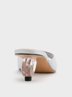 Satin Crystal-Heel Mules