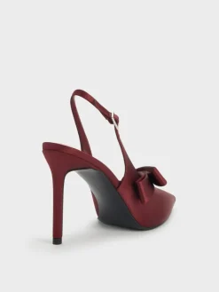 Satin Pleated-Strap Slingback Pumps