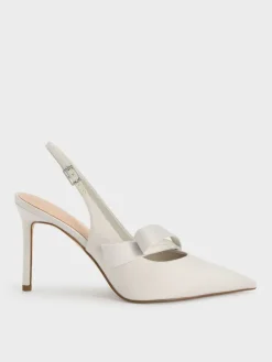 Satin Pleated-Strap Slingback Pumps